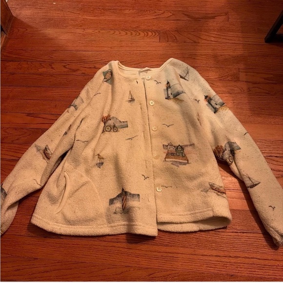 Sears Jackets & Blazers - Cream Cardigan with Nautical Design